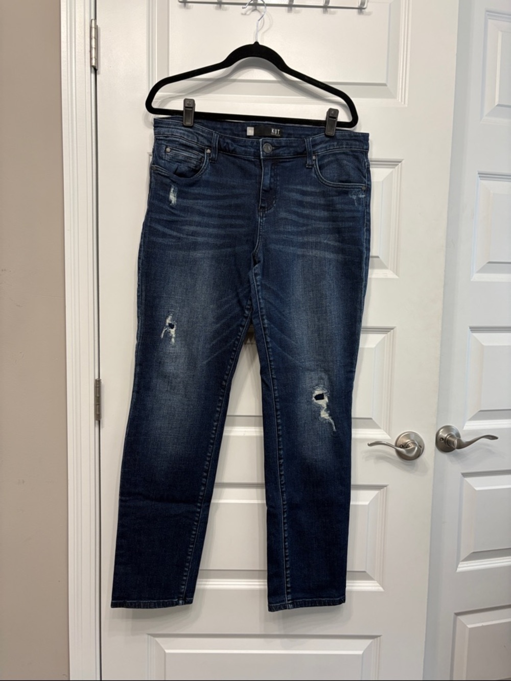 Kut From the Kloth Catherine Boyfriend Dark Blue Distressed Women's Jeans